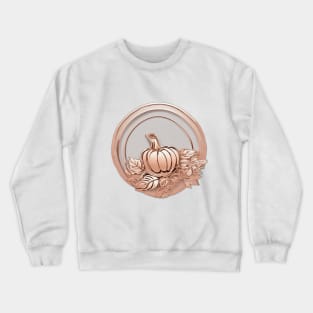 Elegant Rose Gold Pumpkin and Leaves Emblem No. 586 Crewneck Sweatshirt